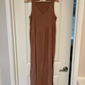 LA Relaxed Brown Sleeveless Maxi Dress